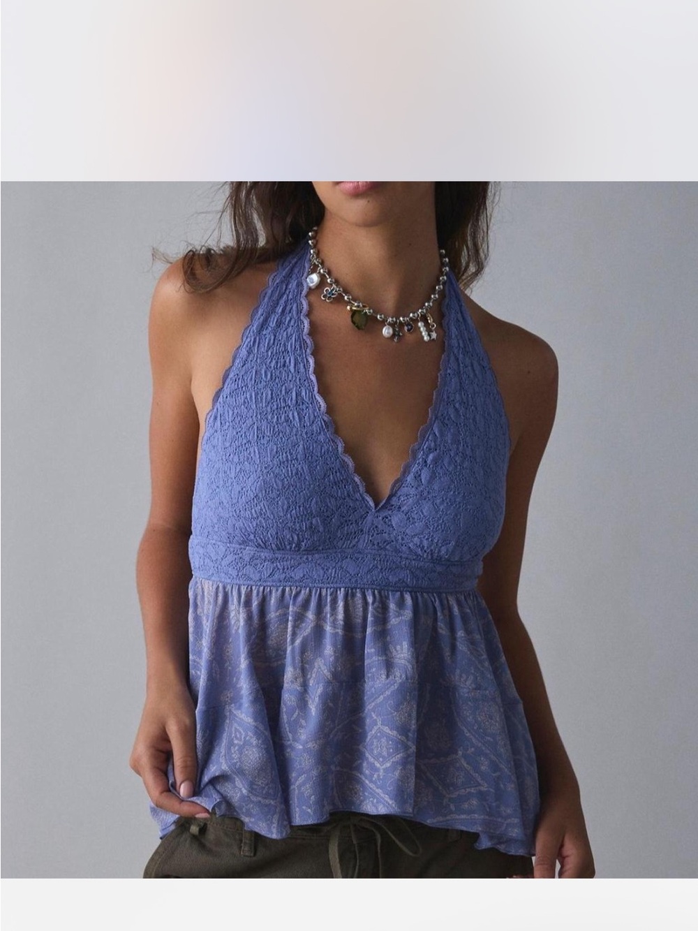 Kimchi Blue Lavender Paisley Lace-Trim Tank